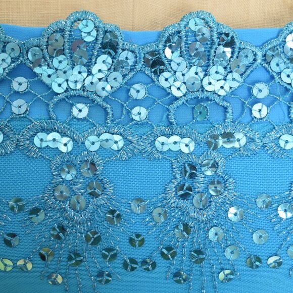 vintage Y2K prom party dress blue flutter fairy hi-lo short mini sequin Deb M - Picture 4 of 9